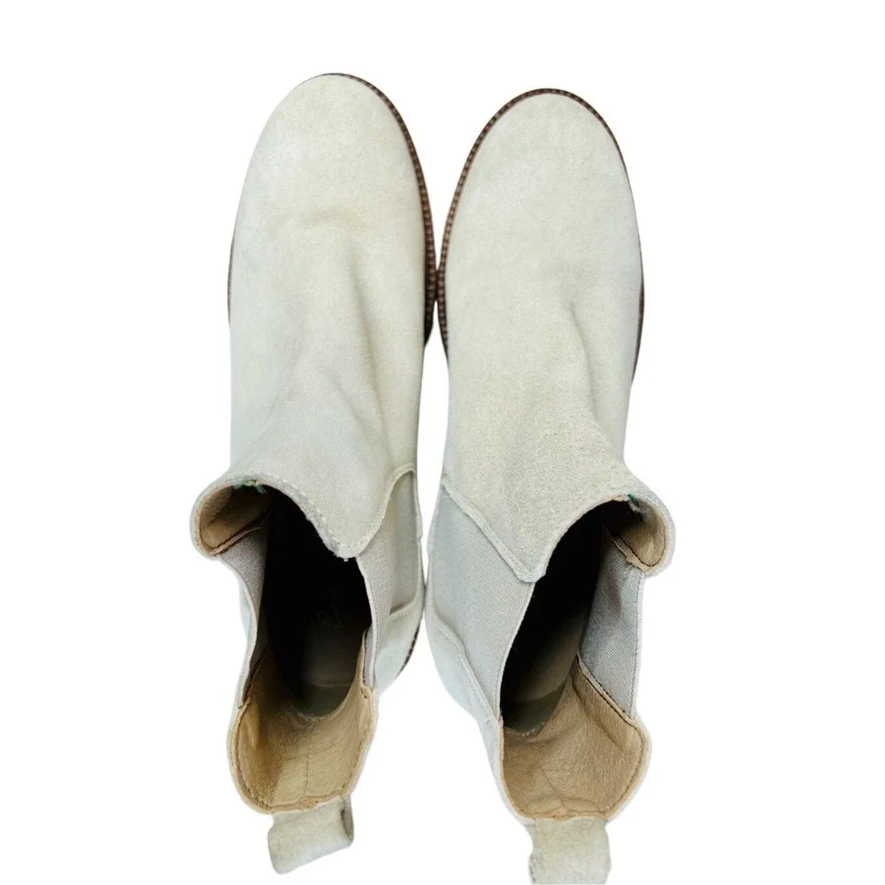 Enzo Tesoti Chelsea Cream Vegan Suede Leather Boots 40 Womens 9.5 Vanilla Girl‎